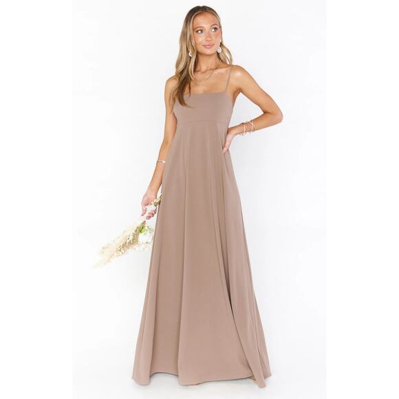 Show Me Your Mumu Madrid Gown Dress Dune Stretch Taupe Dusty Pink XXL Bridesmaid - Picture 1 of 7